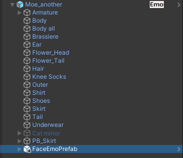 将Prefab放入虚拟形象中